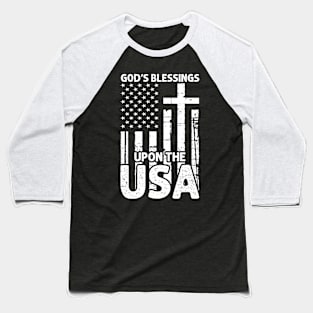 God's Blessings Jesus American Flag Patriot Christian Baseball T-Shirt